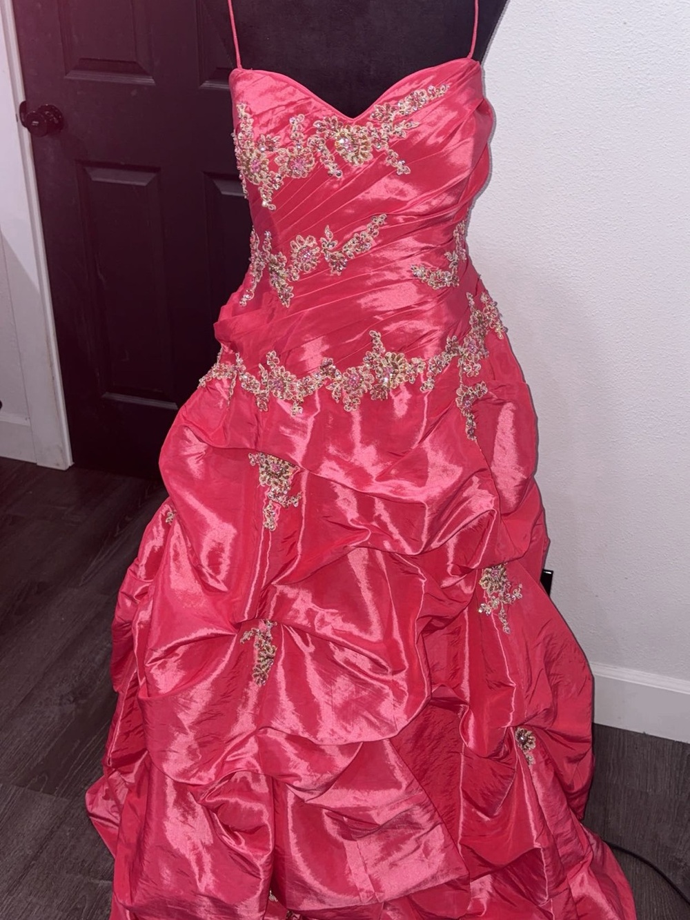 Alfredo Angelo Hot Pink Vintage Embellished Ruffled Ballgown Dress